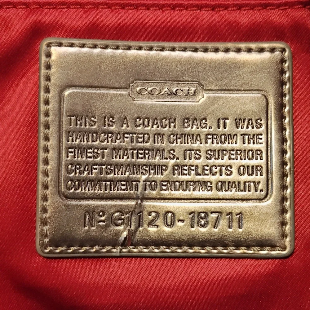 Coach Poppy Signature Heart Tote Women Large Black Grey Pink 18711 Canvas Bag